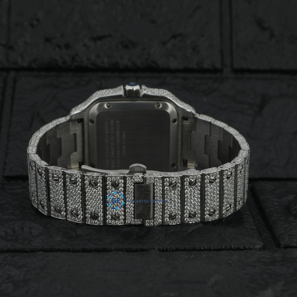 Full White Arabic Dial Moissanite Hip Hop Watch