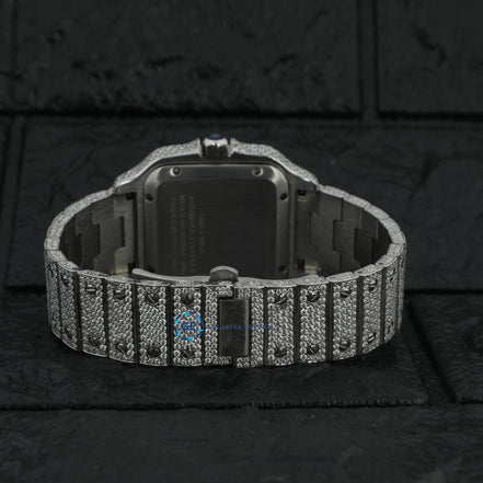 Full White Arabic Dial Moissanite Hip Hop Watch