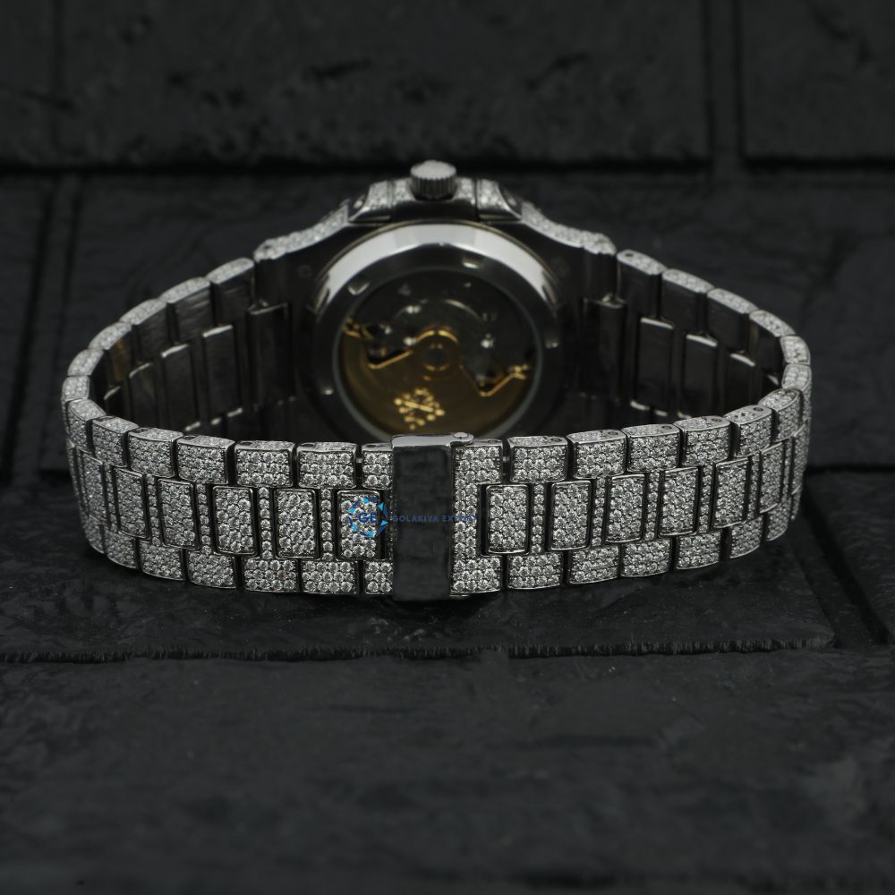 Fully Iced Out Sky Blue VVS1 Moissanite Luxury Watch