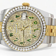Custom Green Arabic Dial Moissanite Men's Watch