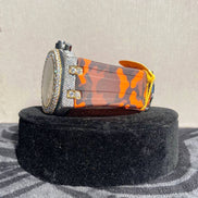 Orange Belt Moissanite Chronograph Wrist Watch For Men
