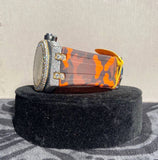 Orange Belt Moissanite Diamond Chronograph Wrist Watch For Men