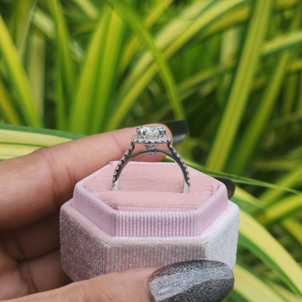 14K Gold Round Cut Lab Grown Halo Engagement Ring