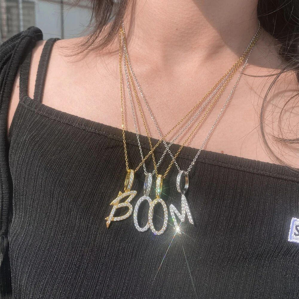 Capital Letter Moissanite Diamond Alphabet Pendant