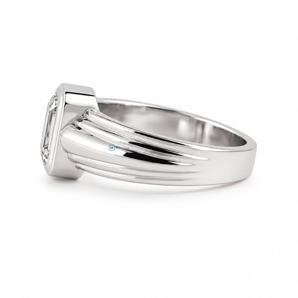 Moissanite Emerald Cut Solitaire Engagement Ring For Men's