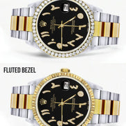 Black Arabic Dial Dual Tone Classic Moissanite Watch