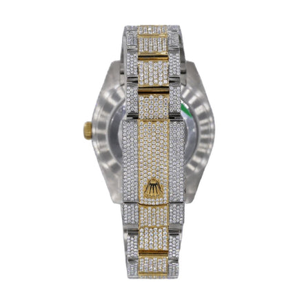 Custom Moissanite Dual Tone Datejust Wrist Watch