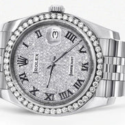 Datejust Custom Moissanite Bezel Roman Numerals Dial