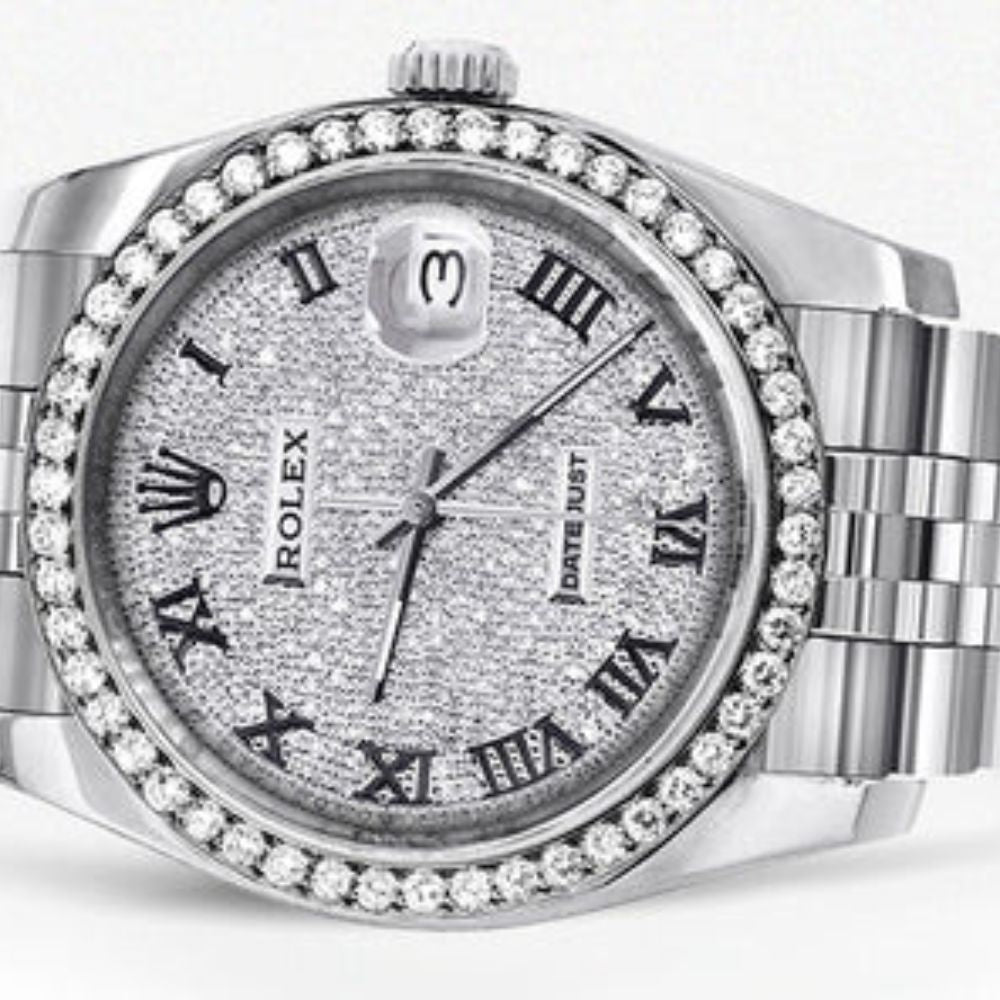 Datejust Custom Moissanite Bezel Roman Numerals Dial