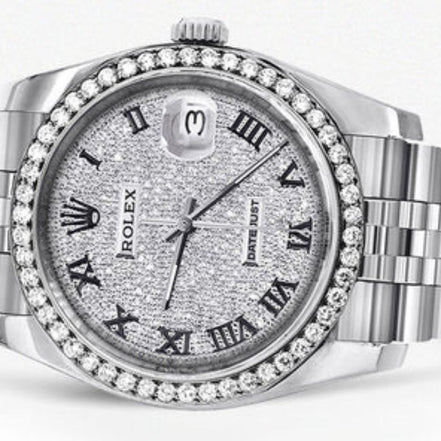 Datejust Custom Moissanite Bezel Roman Numerals Dial