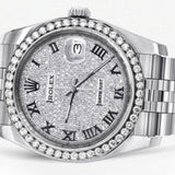 Datejust Custom Moissanite Bezel Pave Roman Numerals Dial