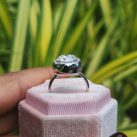 Round Cut Lab Grown Diamond Halo Engagement Ring