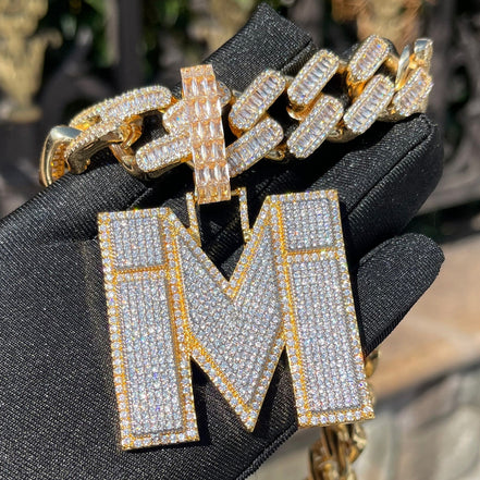 Iced Out Luxury Moissanite Letter Pendant For Men's