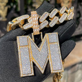 Iced Out Luxury Moissanite Letter Pendant For Men's