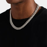 925 Sterling Silver Cuban Link Moissanite Diamond Chain