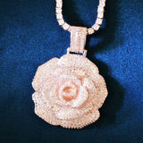 Rose Flower Silver Moissanite Men's Pendant