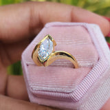 Half Bezel Set Marquise Cut Solitaire Lab Grown Diamond Ring