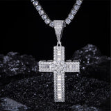 925 Silver Moissanite Baguette Cut Diamond Criss Cross Pendant