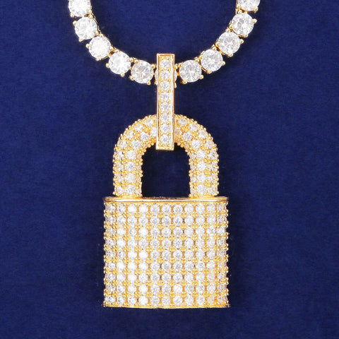 Moissanite Diamond Lock Pendant