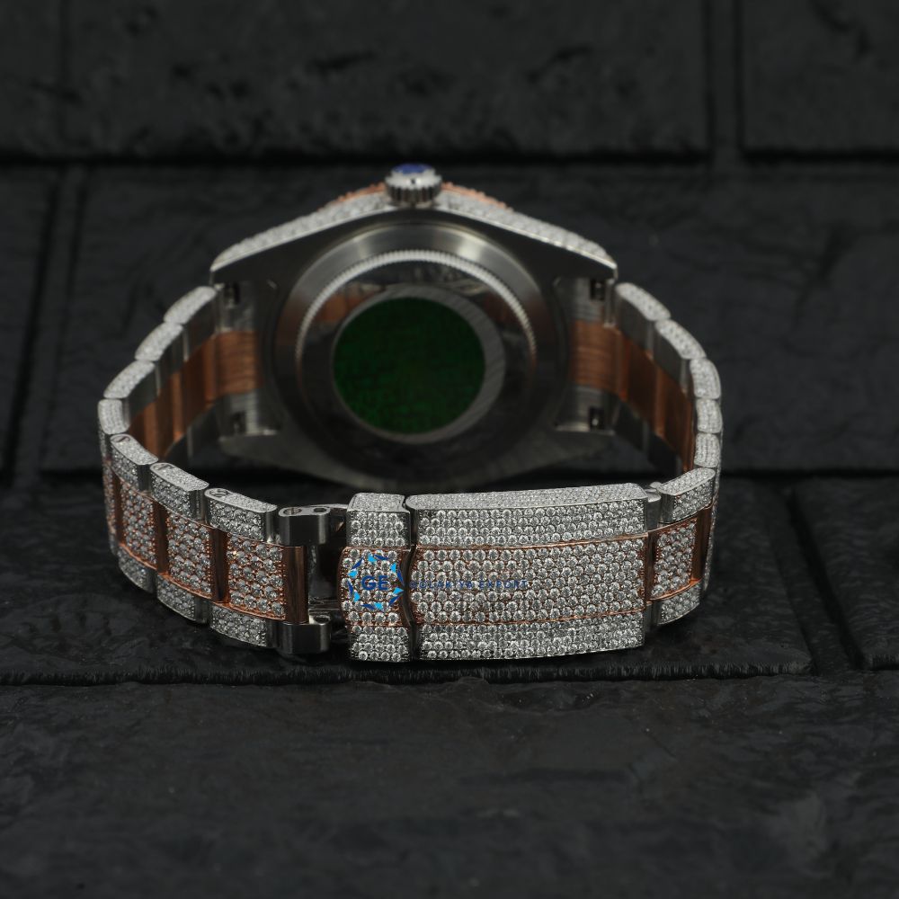 Roman Dial Stainless Steel Datejust Colorless Moissanite Wrist Watch