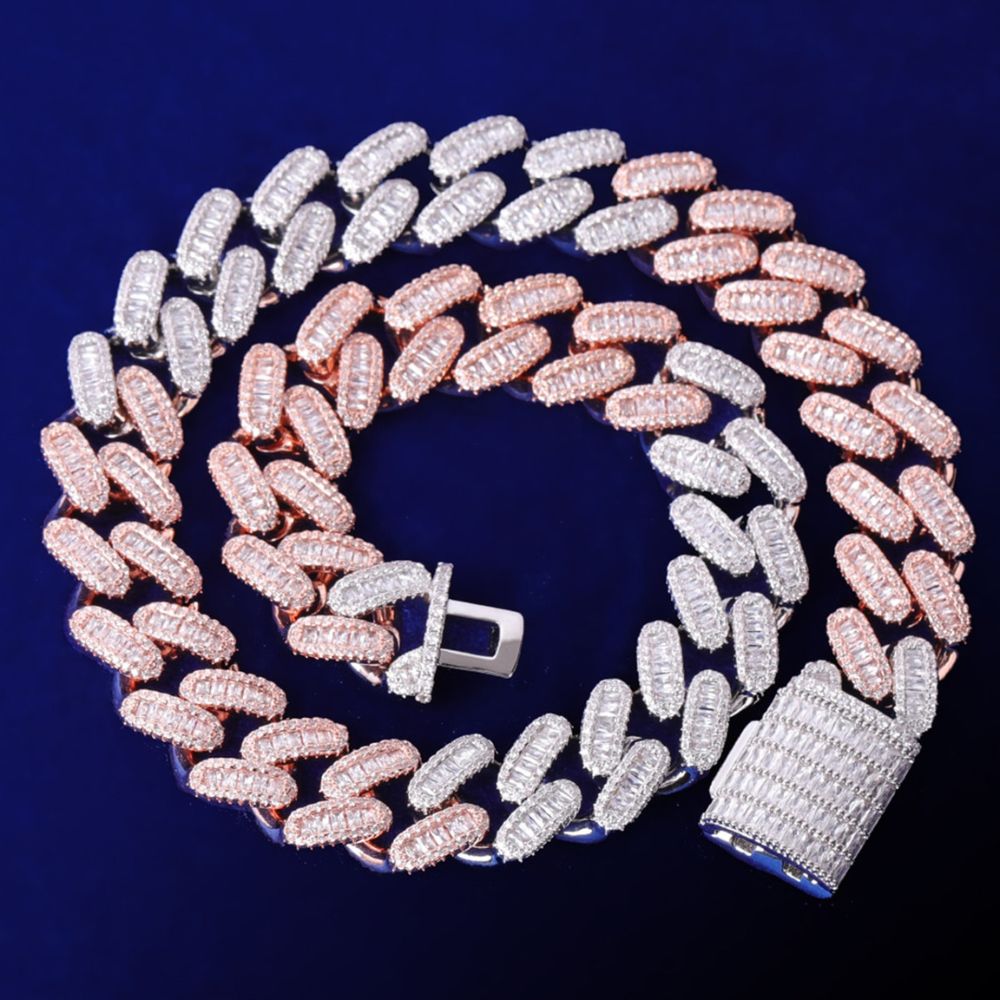 Bubble Letter Baguette Cut Moissanite Chain