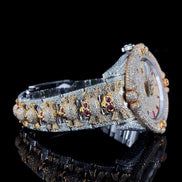 Skull Moissanite Diamond Dual Tone Hip Hop Watch