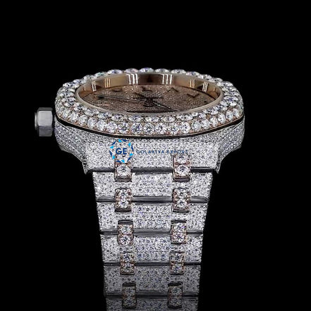 Awesome Arabic Dial Iced Out Full Moissanite Wrist Watch