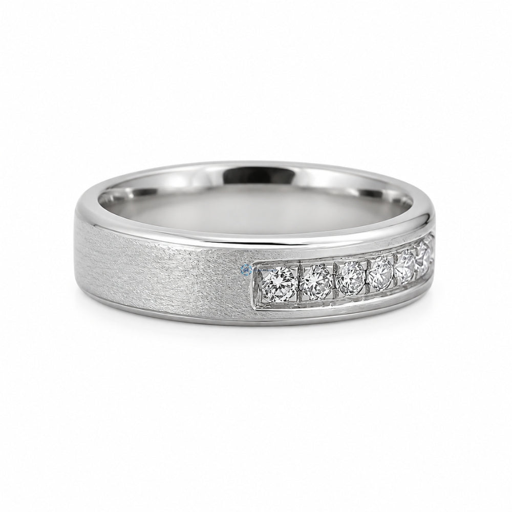 Round Cut Moissanite Channel Set Wedding Band For Men's