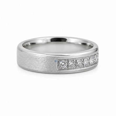 Round Cut Moissanite Channel Set Wedding Band For Men's