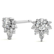 Round Cut Moissanite Cluster Stud Earrings in White Gold
