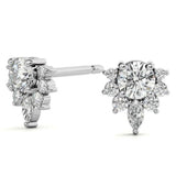 Round Cut Moissanite Cluster Stud Earrings in White Gold