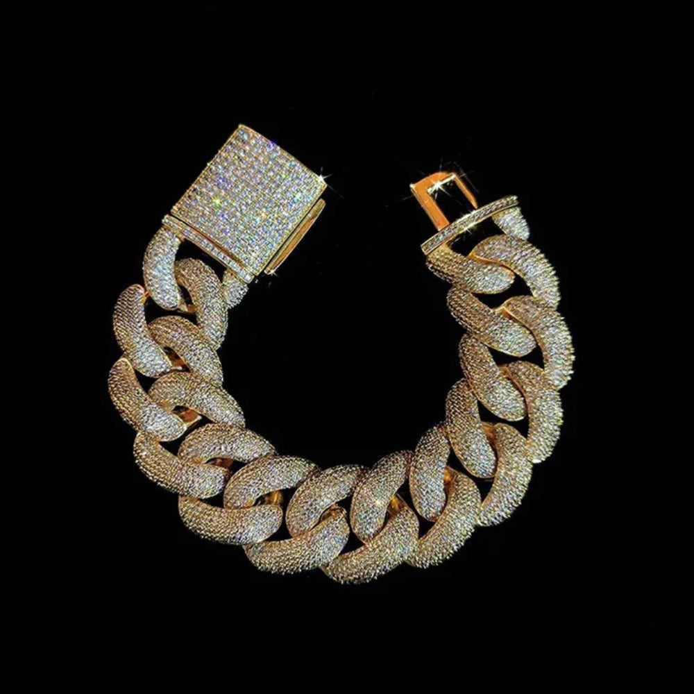22MM Moissanite Diamond Cuabn Link Men's Bracelet