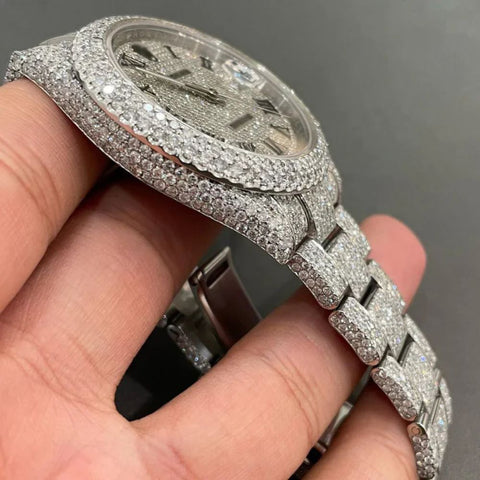 Fully Iced Out VVS1 Moissanite Datejust Watch
