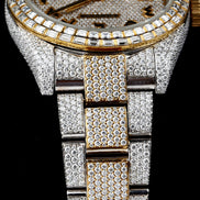 Dual Tone Arabic Numeric Moissanite Luxury Classy Men's Watch