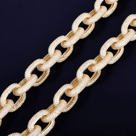 D Color Moissanite Diamond Rolo Cuban Chain For Men's