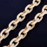 D Color Moissanite Diamond Rolo Cuban Chain For Men's