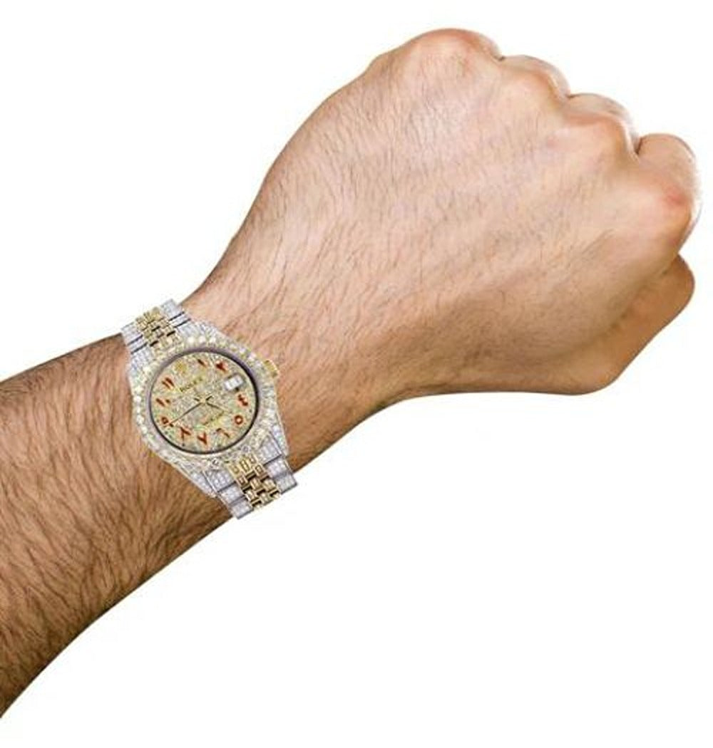 Red Arabic Numeric Moissanite Iced Out Watch