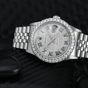 Men's Datejust Roman Numeral Moissanite Wrist Watch