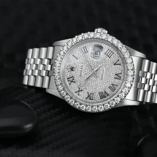 Men's Datejust Roman Numeral Moissanite Wrist Watch