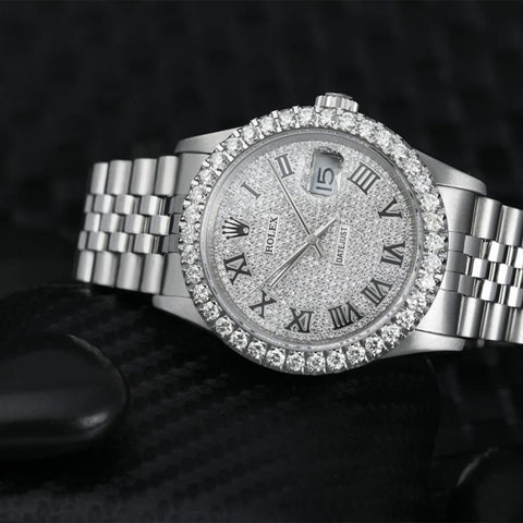 Men's Datejust Roman Numeral Moissanite Wrist Watch