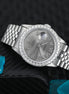 Grey Dial Stainless Steel Moissanite Diamond Unisex Watch
