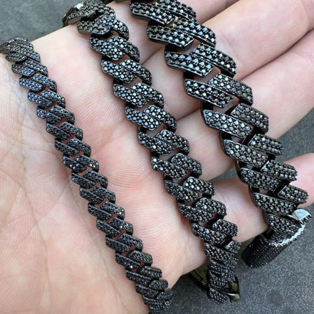 Black Moissanite Miami Cuban Link Hip Hop Bracelet