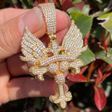 Hip Hop Iced Out Wing Cross Moissanite Pendant
