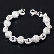 Iced Out Ball Rolo Link Moissanite Diamond Bracelet
