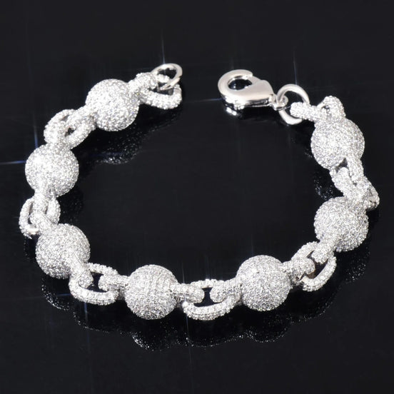 Iced Out Ball Rolo Link Moissanite Diamond Bracelet