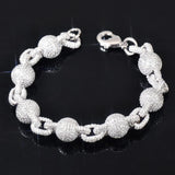 Iced Out Ball Rolo Link Moissanite Diamond Bracelet