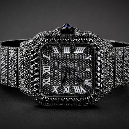 Black Moissanite Diamond Luxury Hip Hop Watch