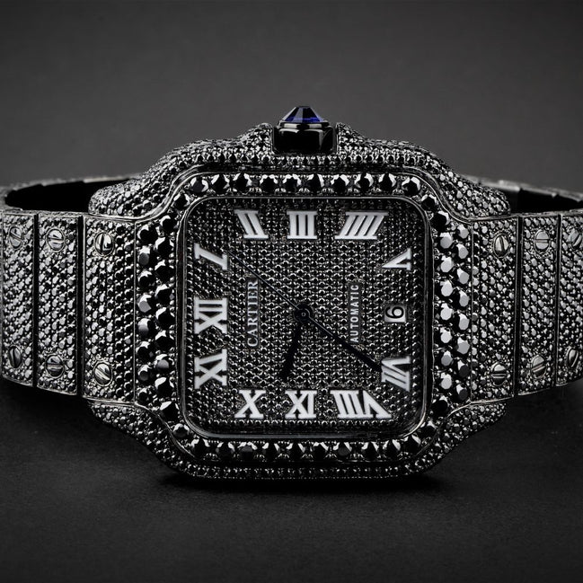 Black Moissanite Diamond Luxury Hip Hop Watch