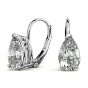 Solitaire Pear Cut Moissanite Lever Back Hoops