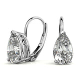 Solitaire Pear Cut Moissanite Lever Back Hoops